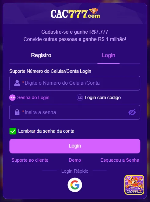 Usuário acessando a Cac777 com conexão segura